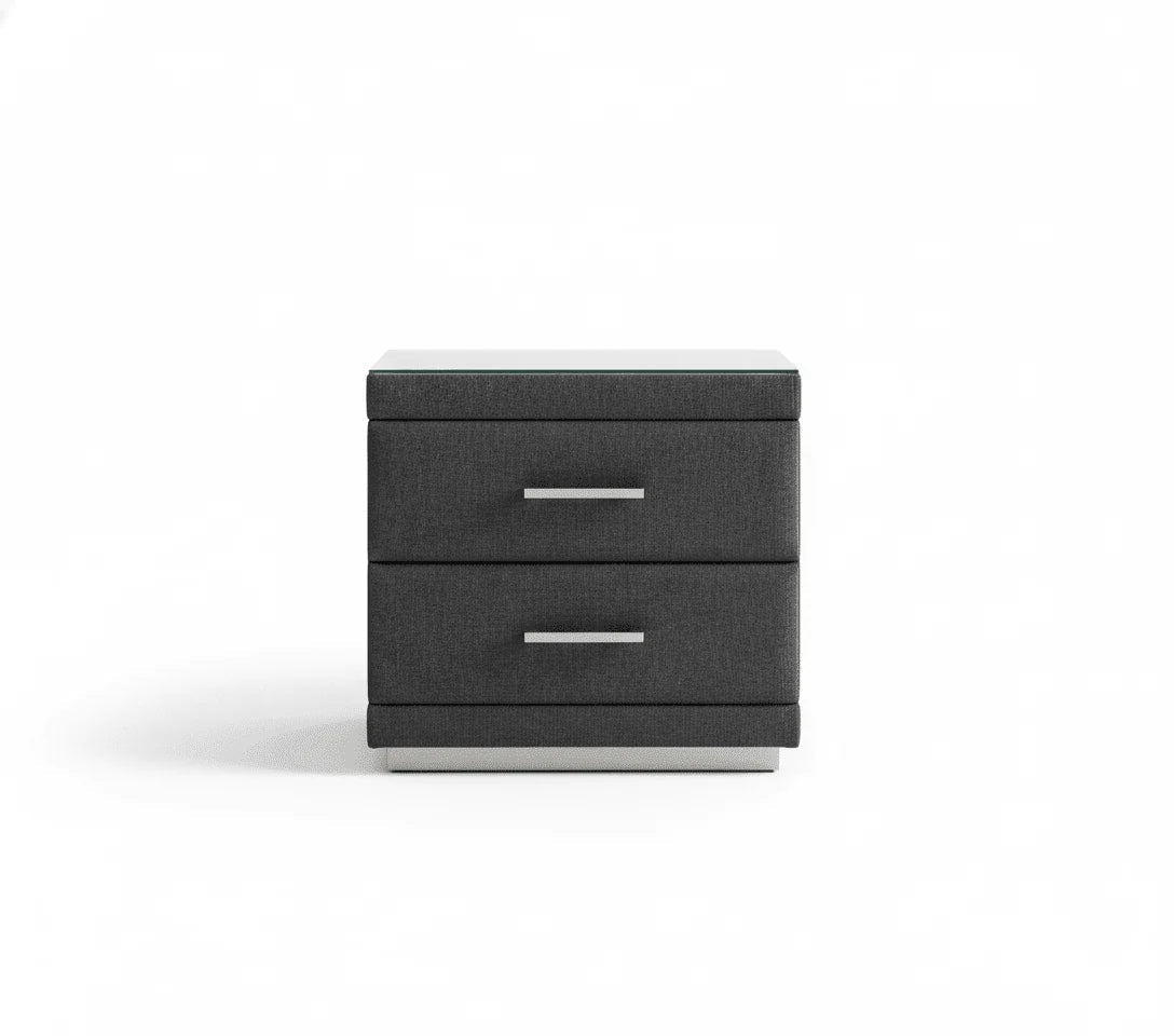 Melbourne Grey Leather Bed - Altera
