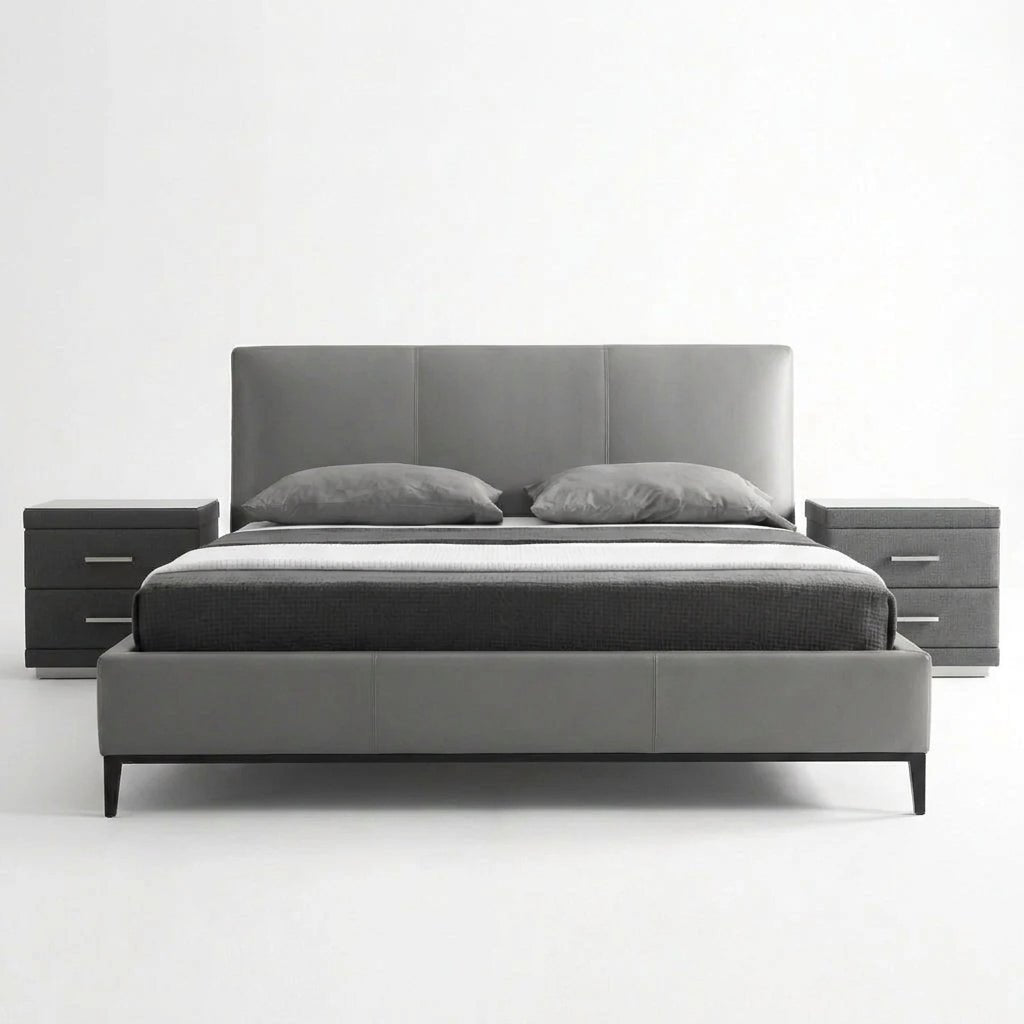 Melbourne Grey Leather Bed - Altera