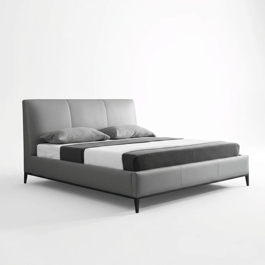 Melbourne Grey Leather King Bed - Altera