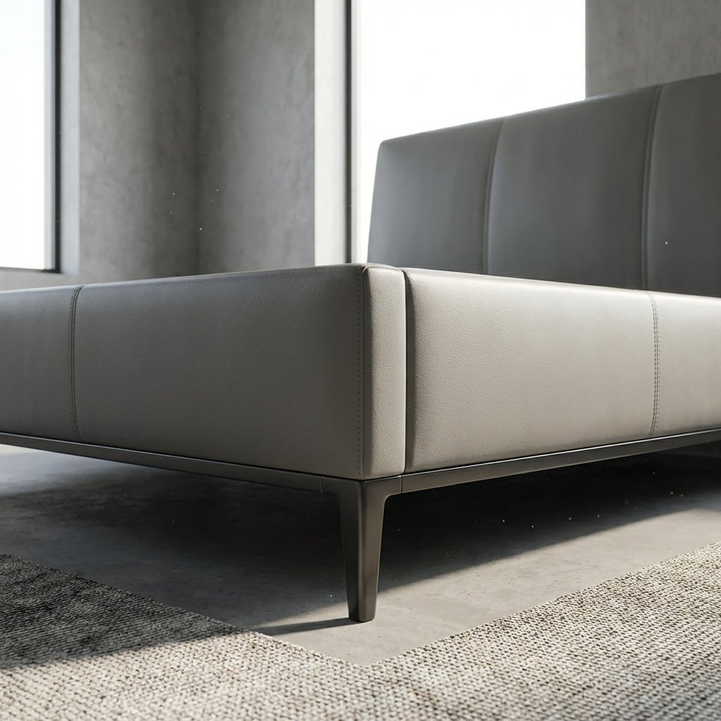 Melbourne Grey Leather King Bed - Altera