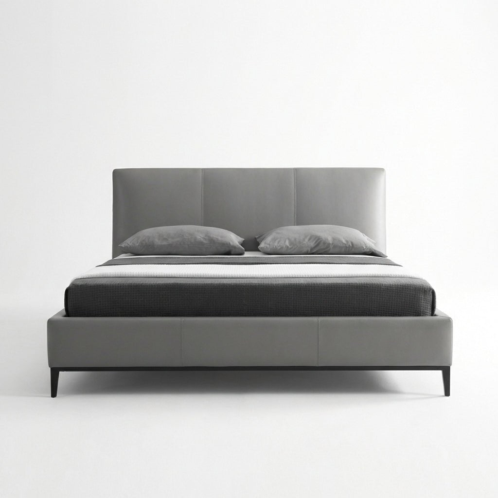Melbourne Grey Leather King Bed - Altera