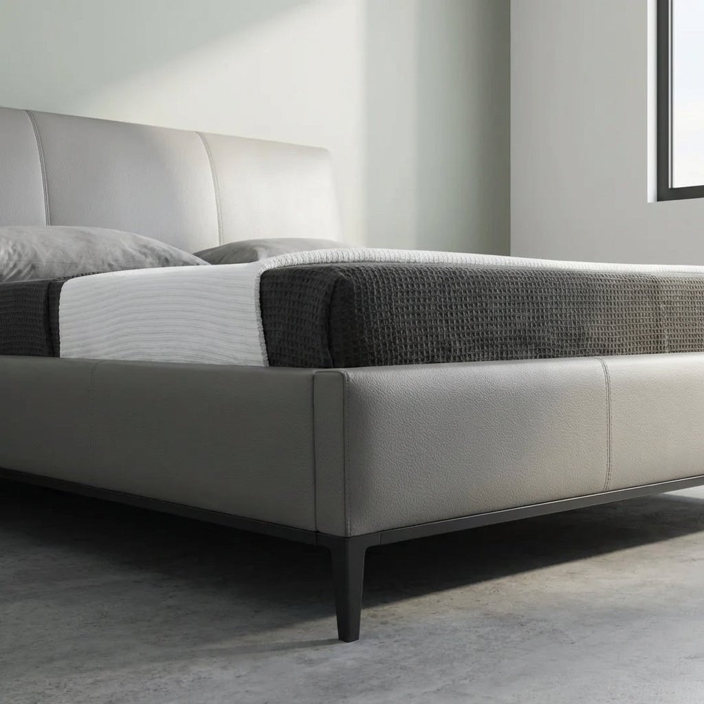 Melbourne Grey Leather King Bed - Altera