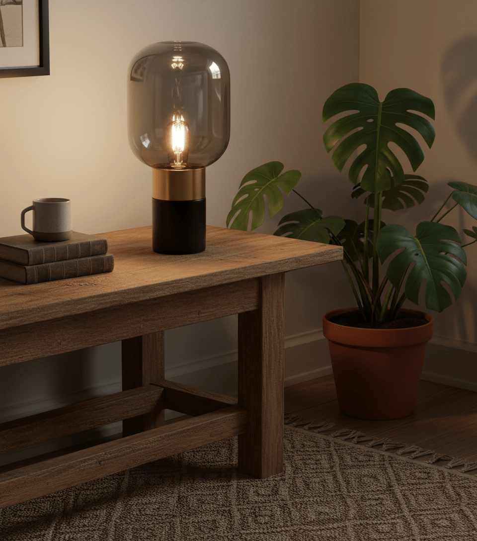 Midnight Smoke & Brass Table Light - Altera