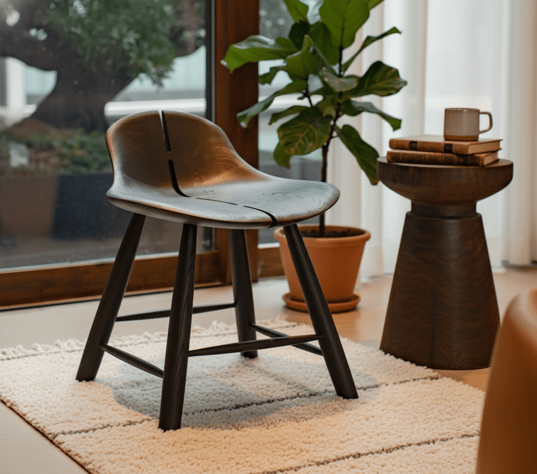 Mori Sculptural Solid Ash Chair with saddle seat and mortise-and-tenon joinery — Altera Home Design