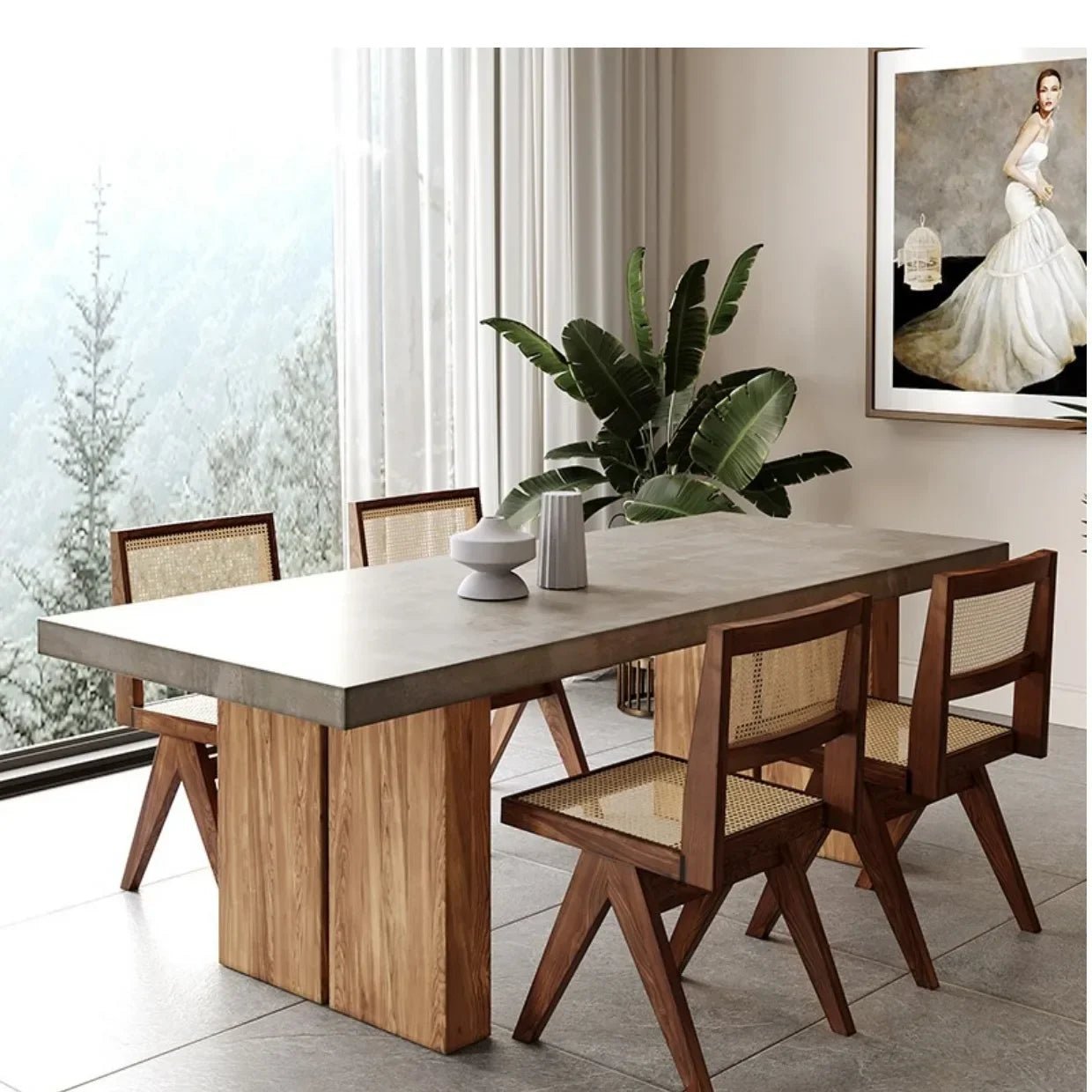Nakamura Slate - Grey Concrete Top Dining Table - Altera