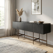 Nero Marquina Marble and Black Veneer Buffet - Altera