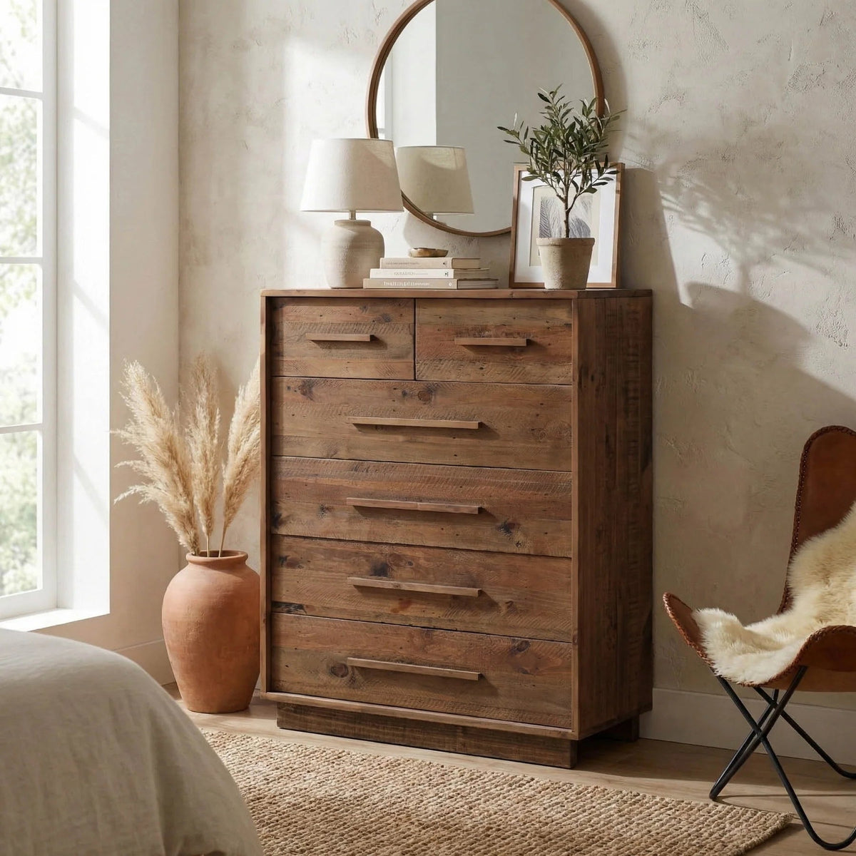 Nevis 6 Drawer Chest Dark Driftwood - Altera