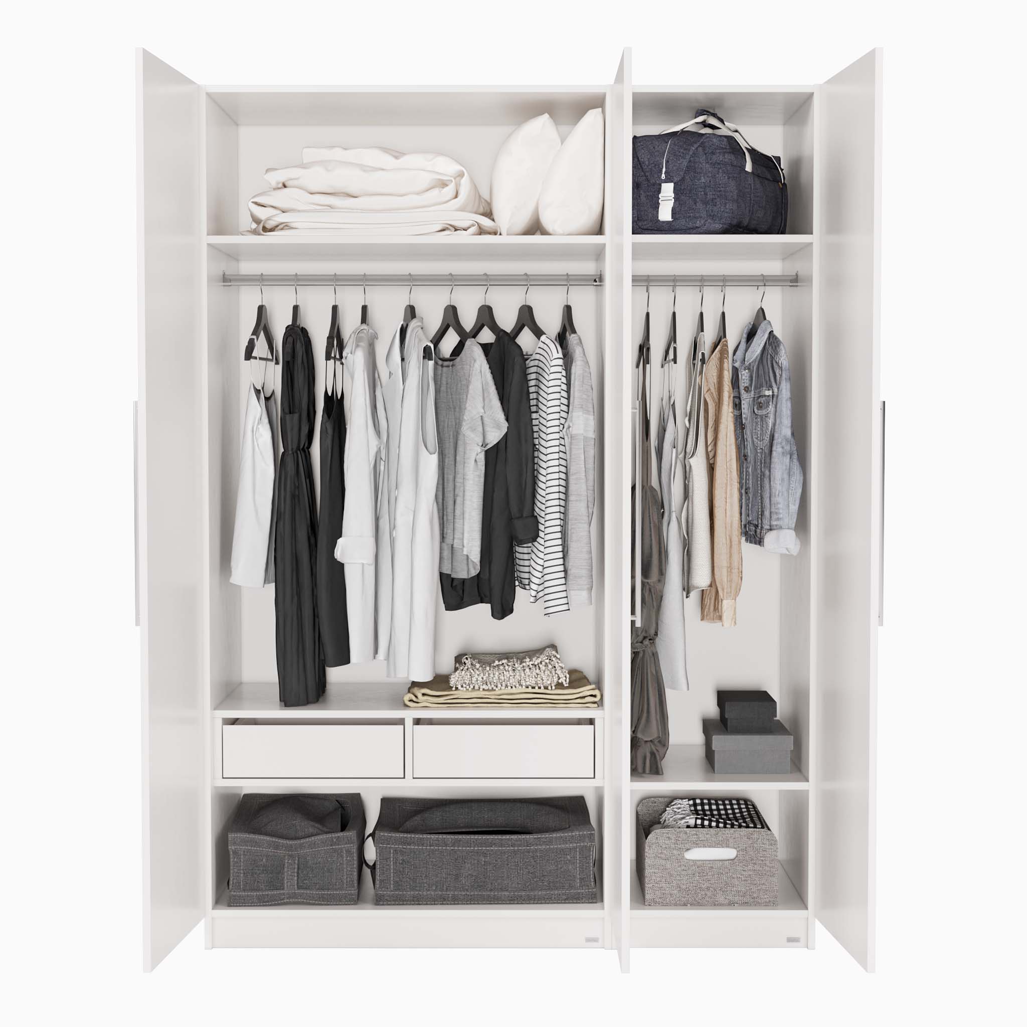 MOHO Vienna 201 Three-Door Wooden Wardrobe with Hanging Rail and Drawers