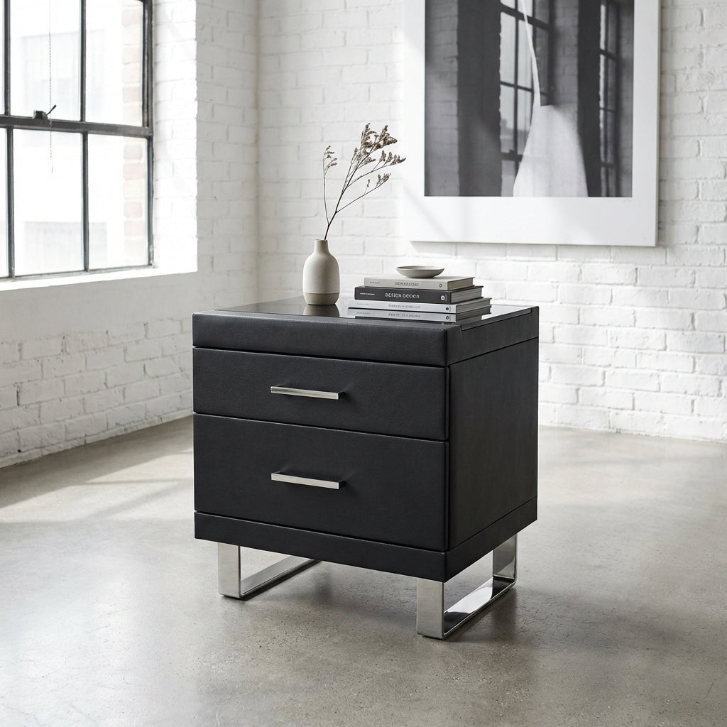 Noir Luxe Two - Drawer Nightstand - Altera