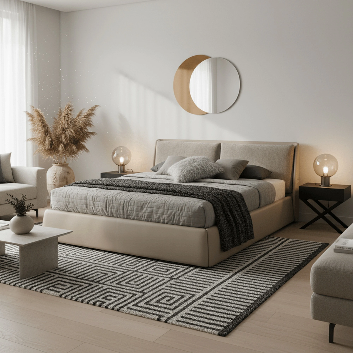 Oakville Fabric and Leather King Bed