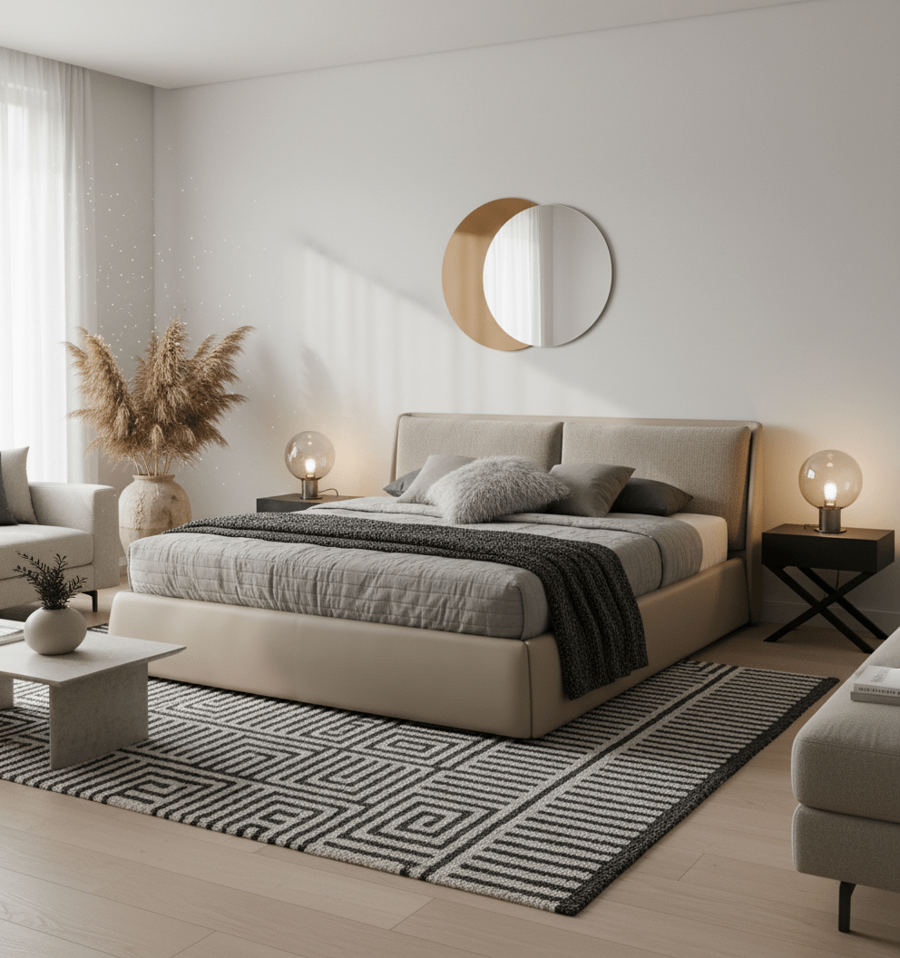 Oakville Fabric and Leather King Bed - Altera