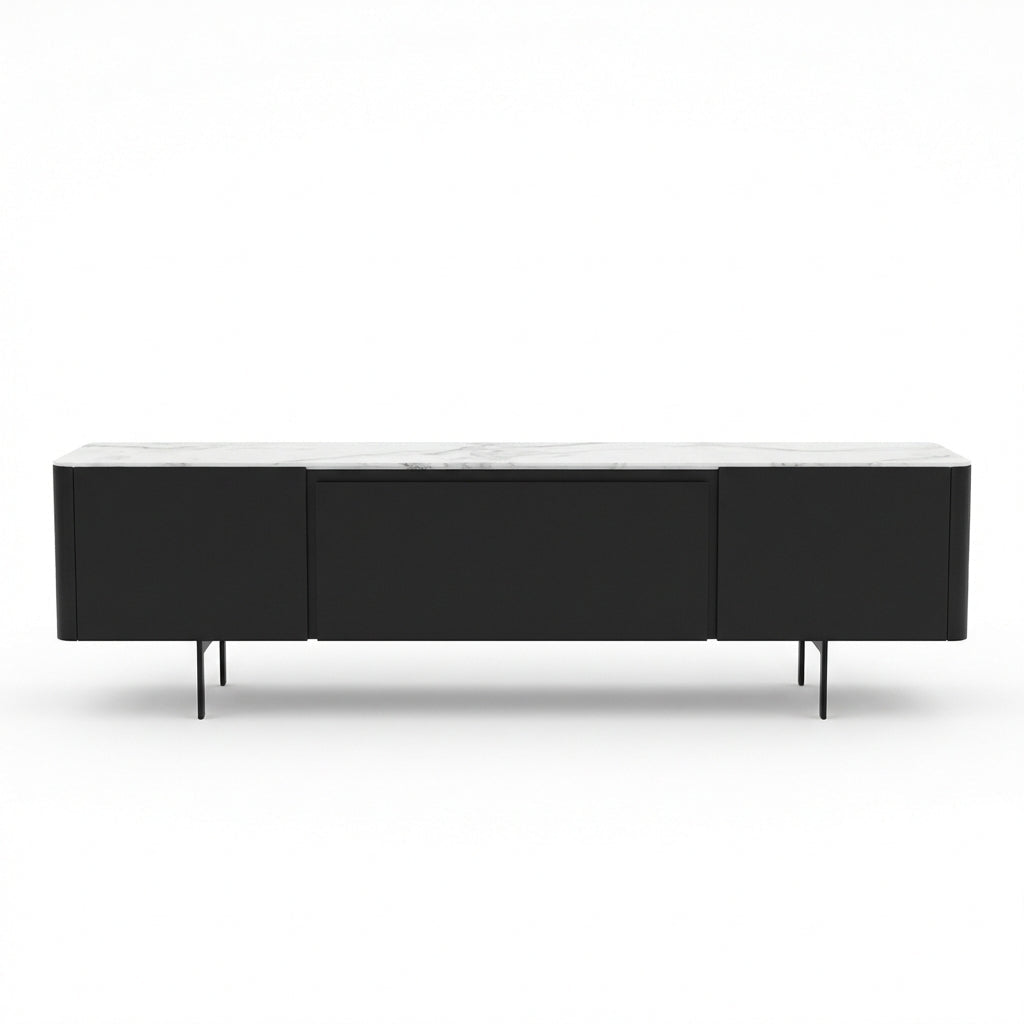 Olomouc Black and Marble Media Console - Altera