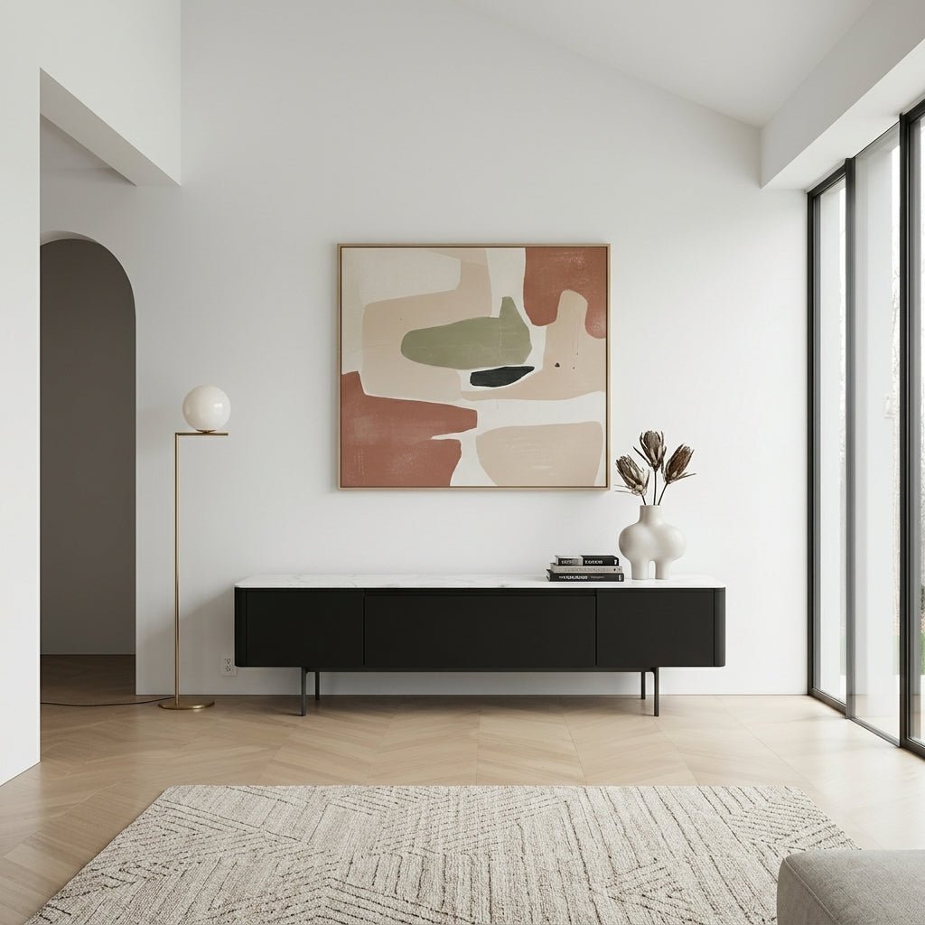 Olomouc Black and Marble Media Console - Altera