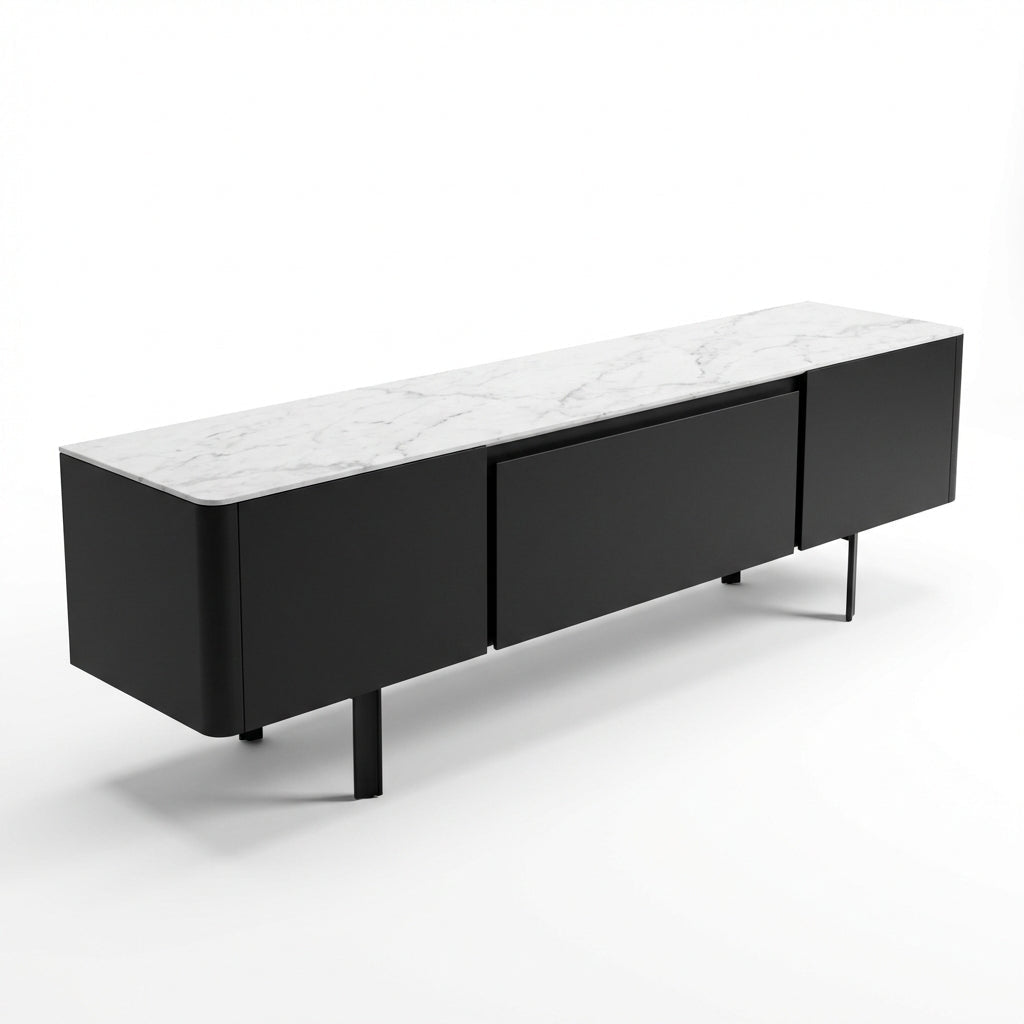 Olomouc Black and Marble Media Console - Altera