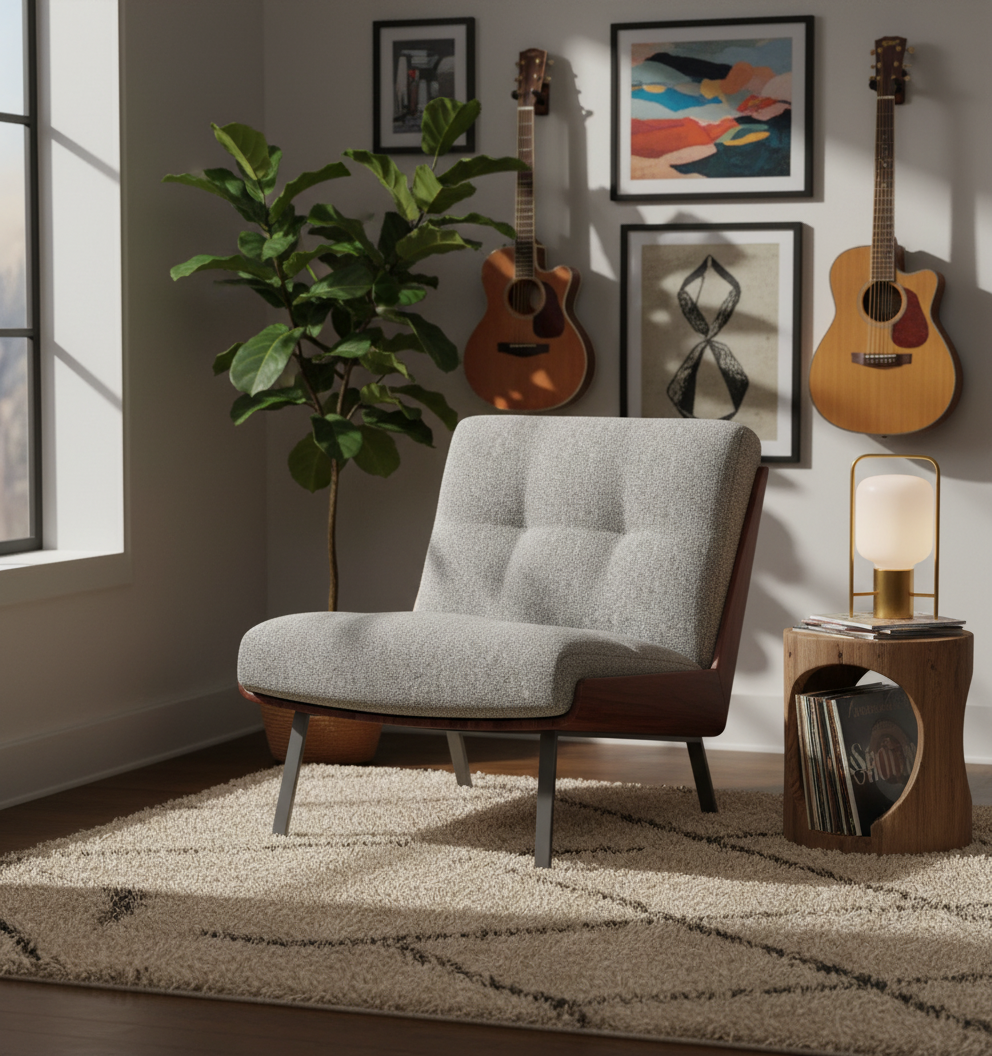 Kyler Mid-Century Modern Slipper Chair
