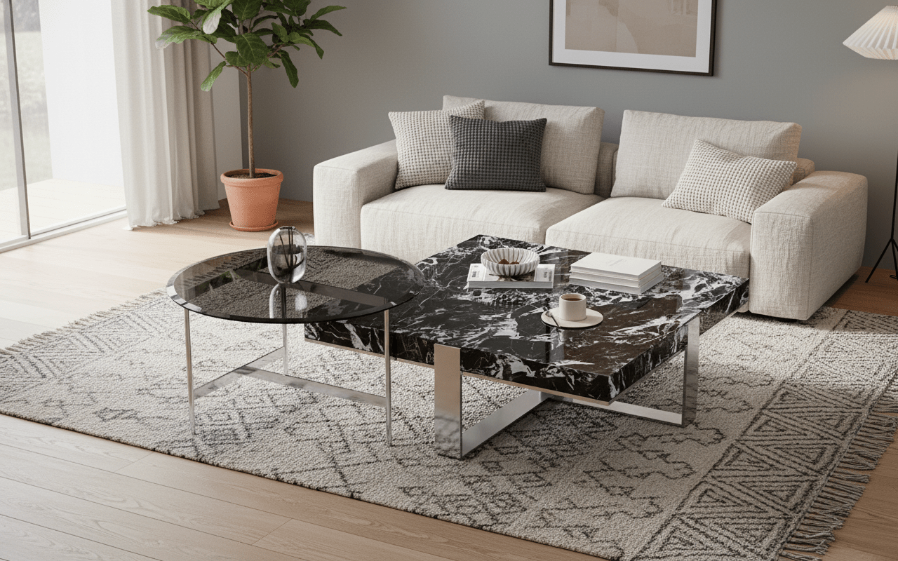 Orion Interlocking Marble & Glass Table Duo - Altera