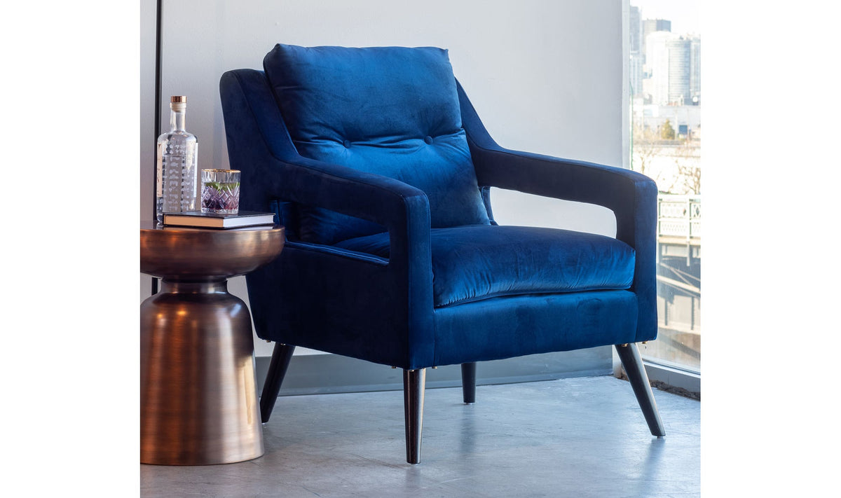 Aarau Accent Table in Antique Copper — styled in a living room