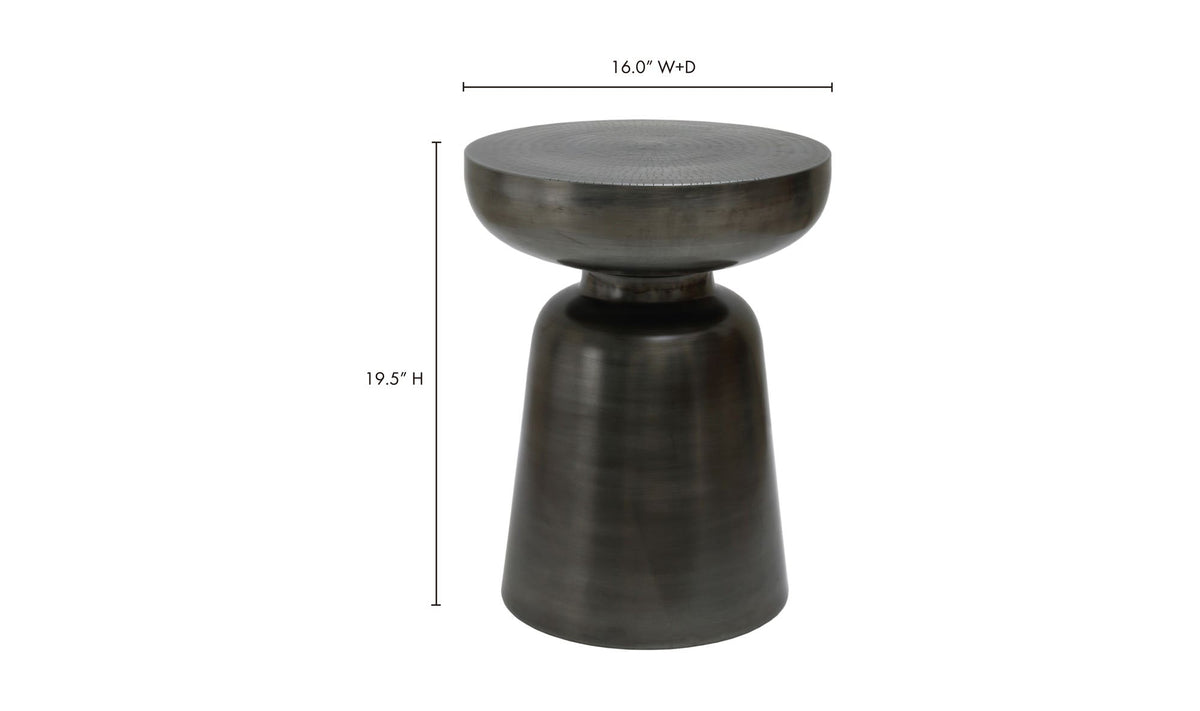 Aarau Accent Table in Antique Nickel — dimensions diagram, 15" × 15"