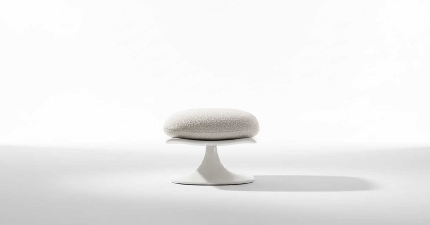 Bouclé Pedestal Chair and Ottoman