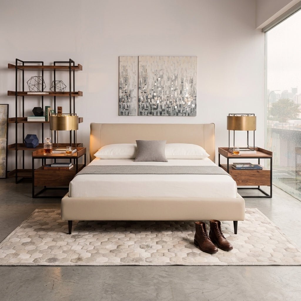 Ovalle Leather King Bed - Altera