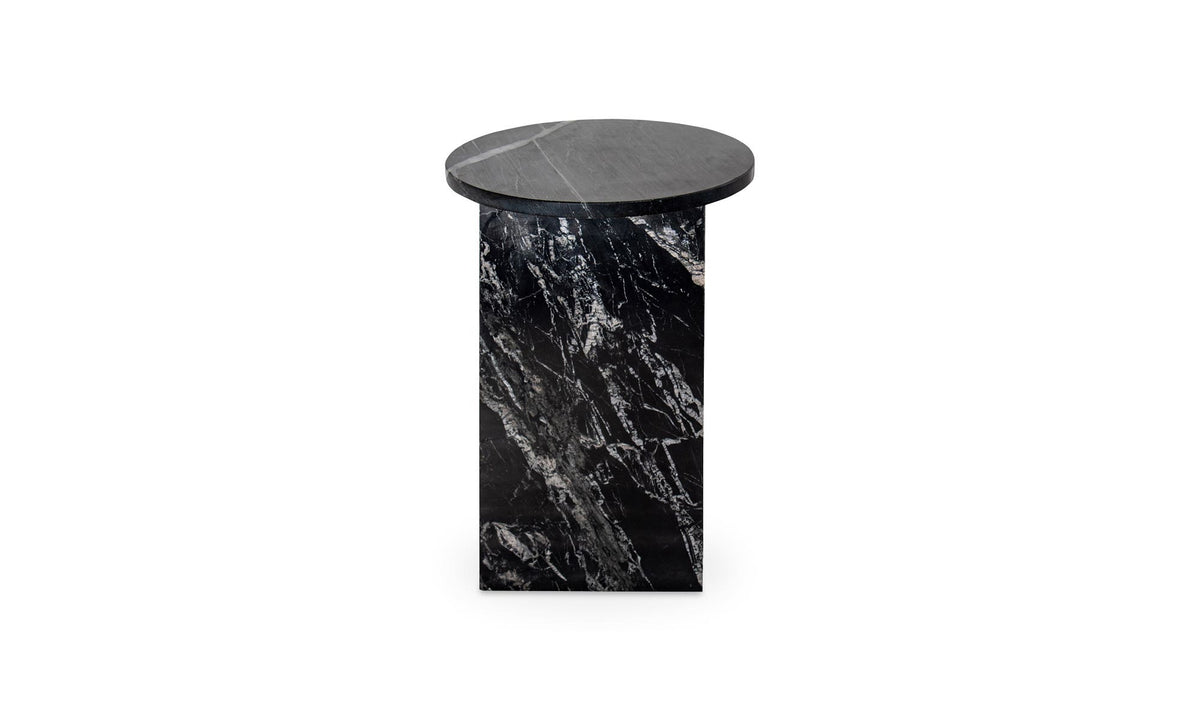 Grasse Accent Table in Black Marble — three-quarter view