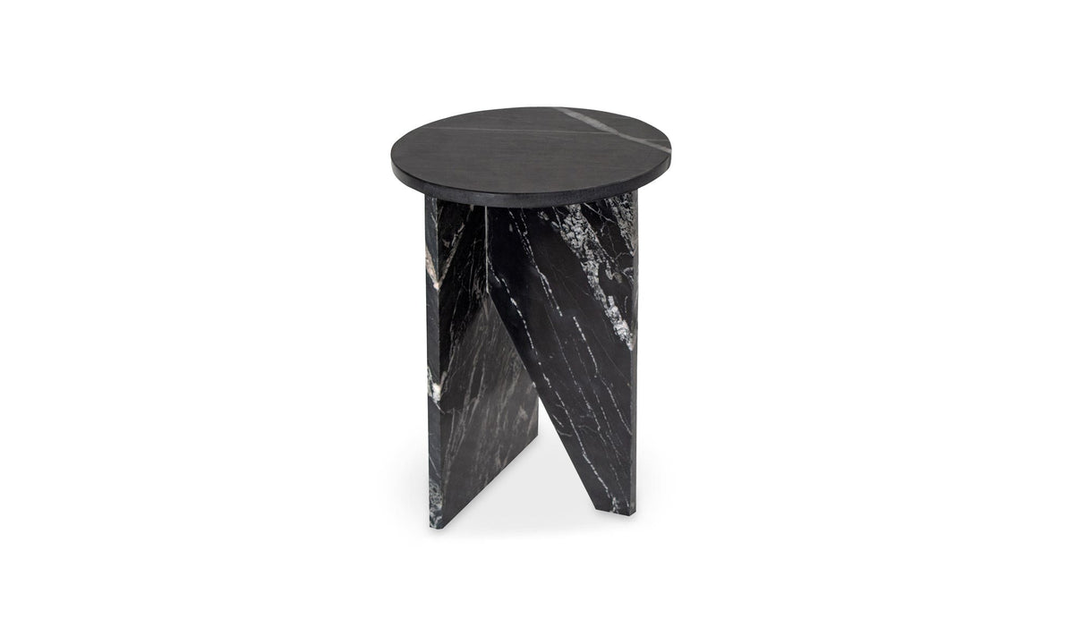 Grasse Accent Table in Black Marble — solid marble detail