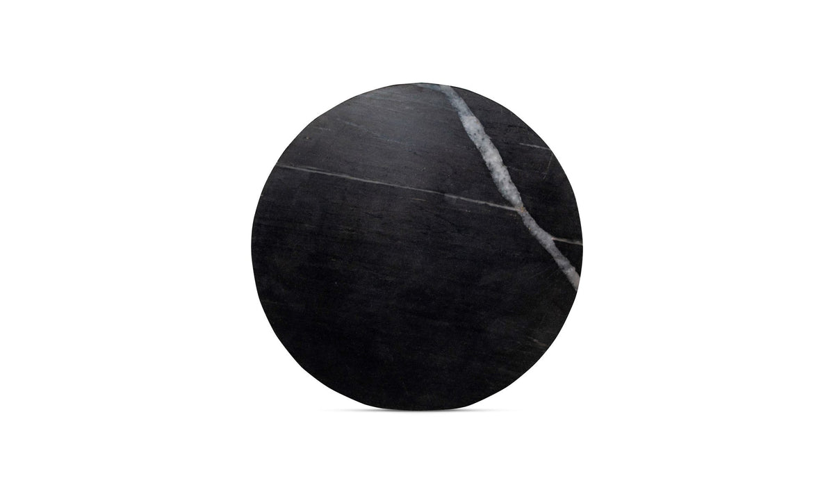 Grasse Accent Table in Black Marble — solid marble detail
