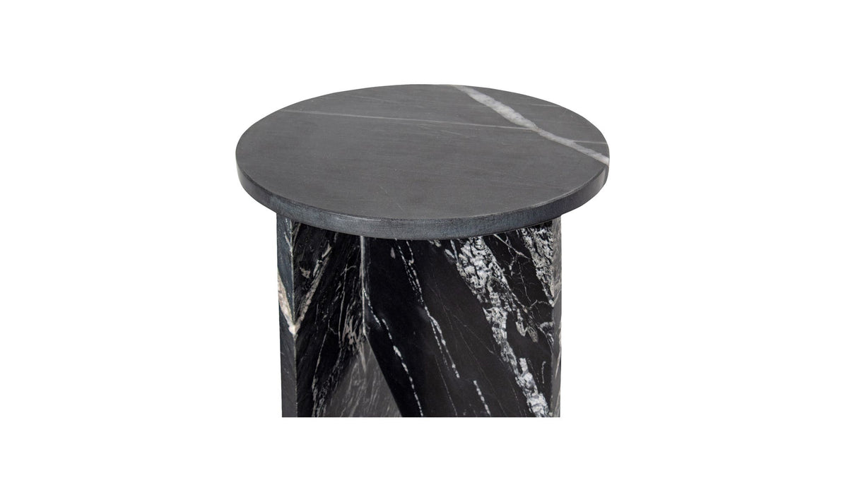 Grasse Accent Table in Black Marble — solid marble detail