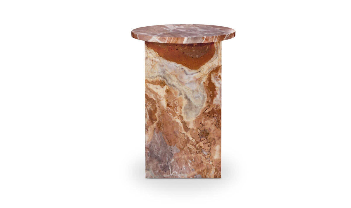 Grasse Accent Table in Orange Levante Marble — back view