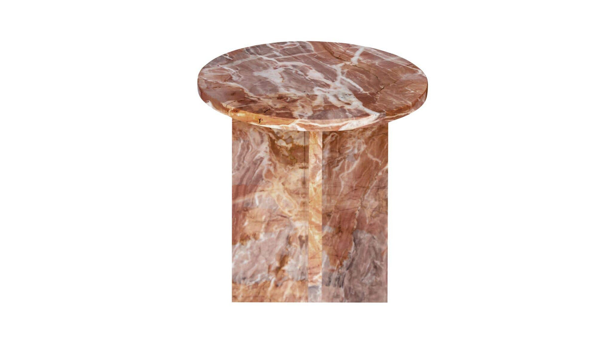 Grasse Accent Table in Orange Levante Marble — orange levante marble detail