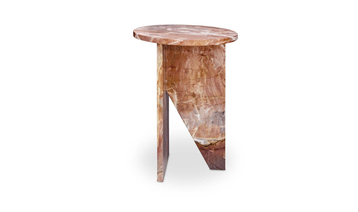Grasse Accent Table in Orange Levante Marble — three-quarter view