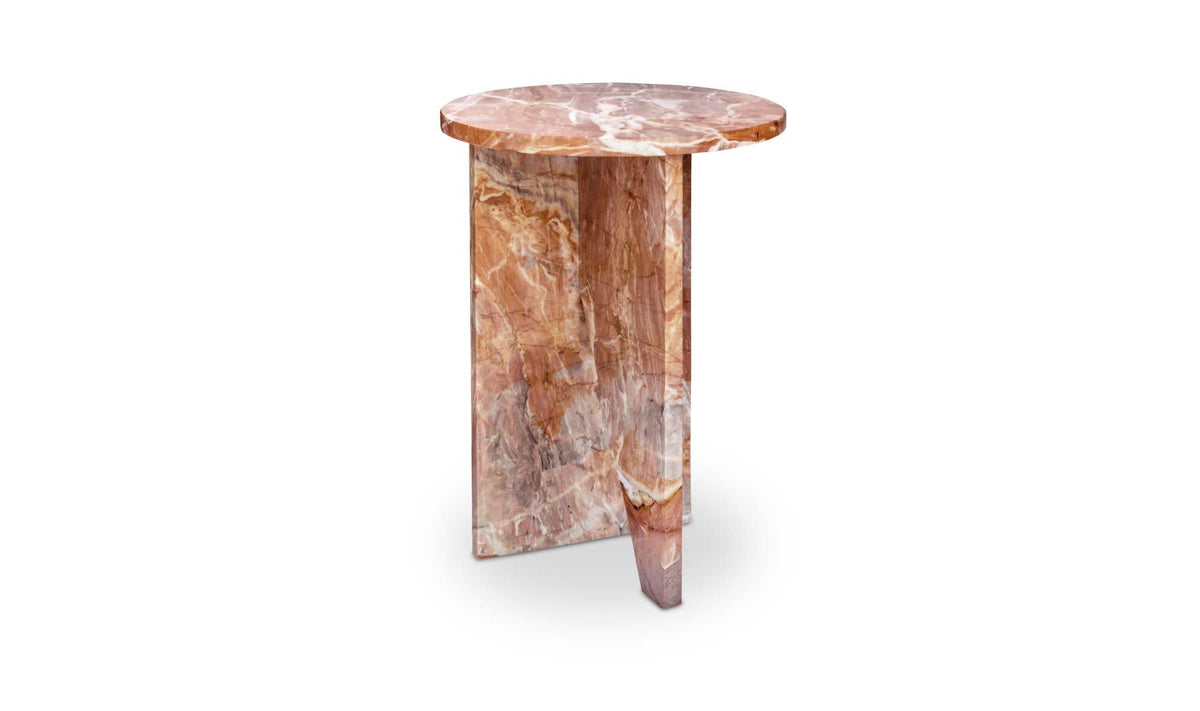 Grasse Accent Table in Orange Levante Marble — three-quarter view