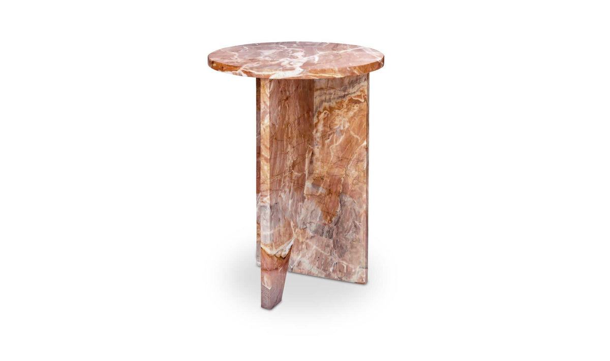 Grasse Accent Table in Orange Levante Marble — orange levante marble detail