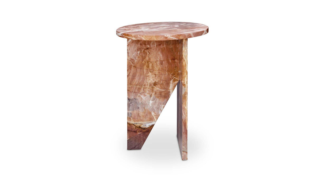 Grasse Accent Table in Orange Levante Marble — side profile