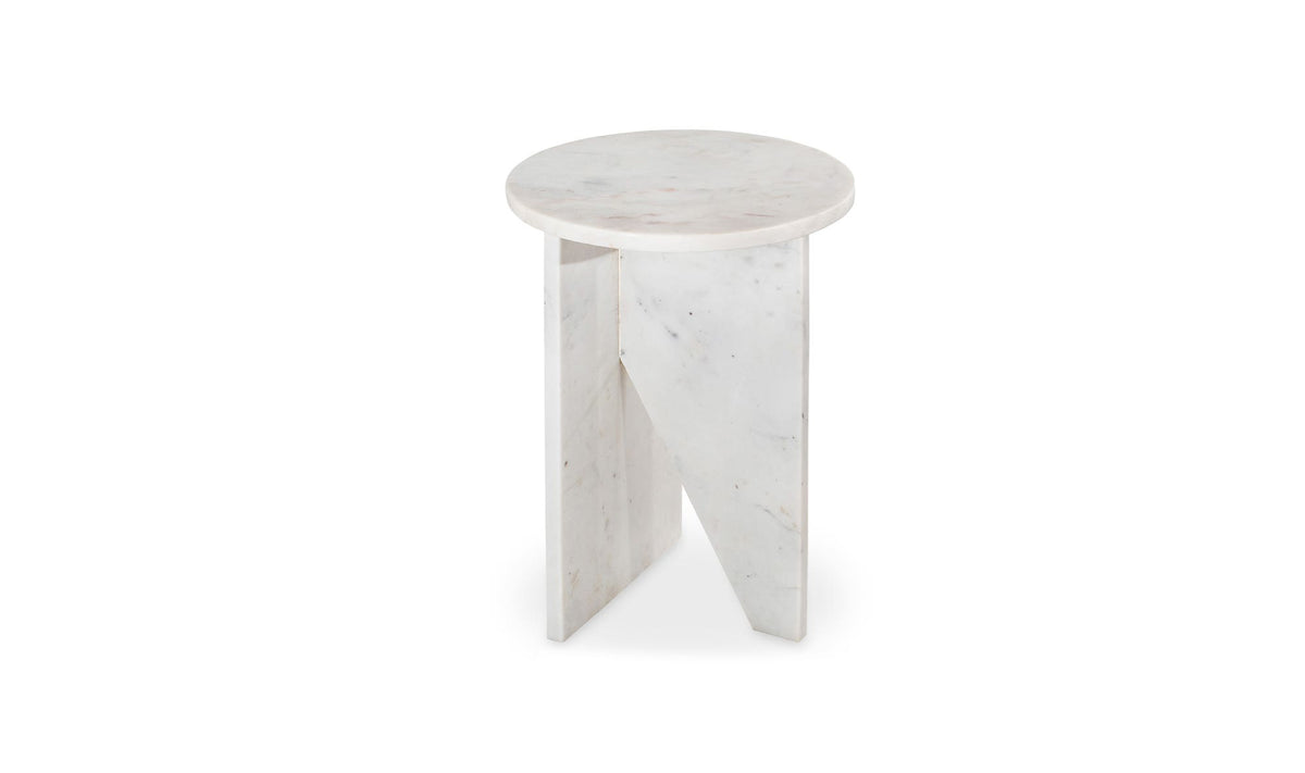Grasse Accent Table in White Marble — solid marble detail
