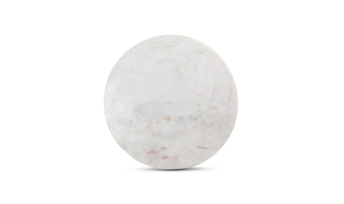Grasse Accent Table in White Marble — solid marble detail