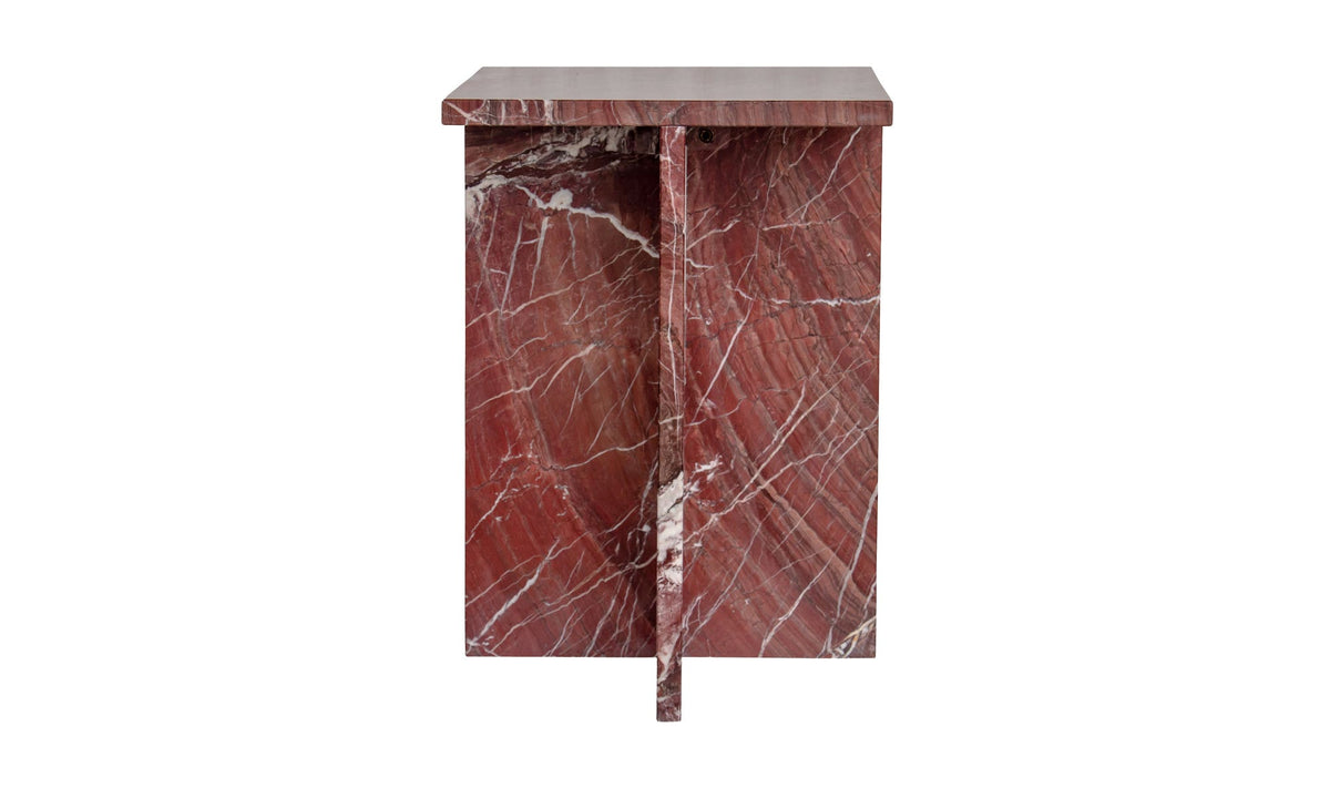 Burnley Accent Table in Rosso Levanto Marble — rosso levanto marble, 14" × 14"
