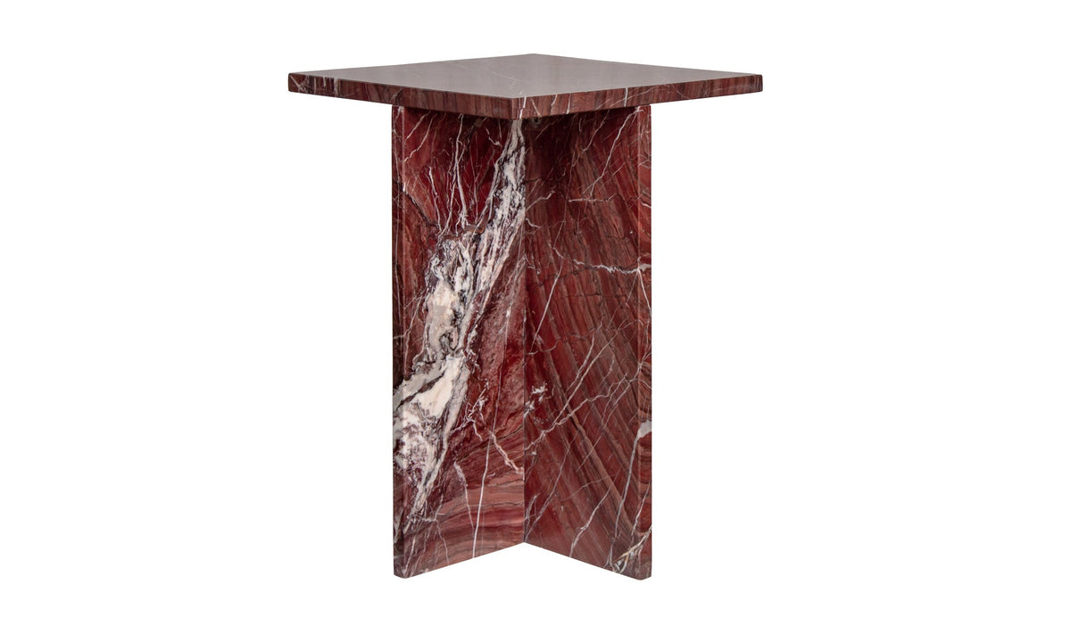 Burnley Accent Table in Rosso Levanto Marble — rosso levanto marble detail