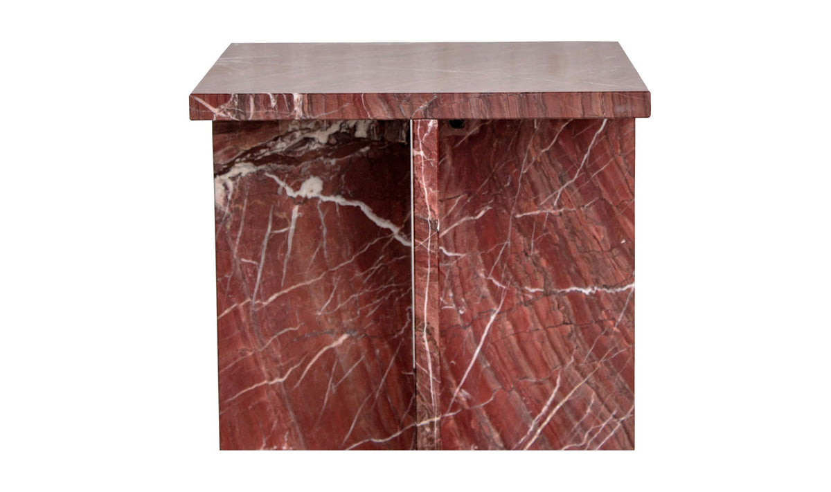 Burnley Accent Table in Rosso Levanto Marble — rosso levanto marble detail