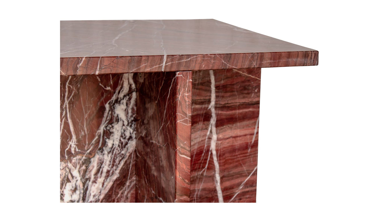 Burnley Accent Table in Rosso Levanto Marble — rosso levanto marble detail