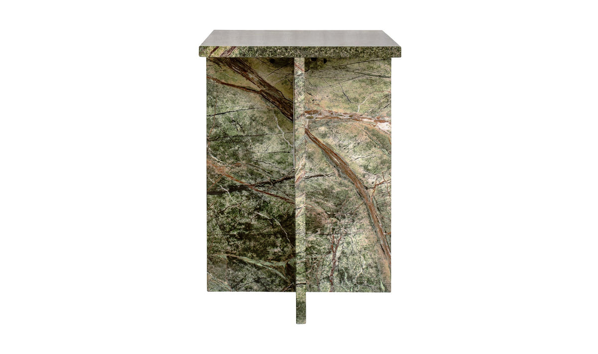 Burnley Accent Table in Rainforest Green Marble — rainforest green marble, 14" × 14"