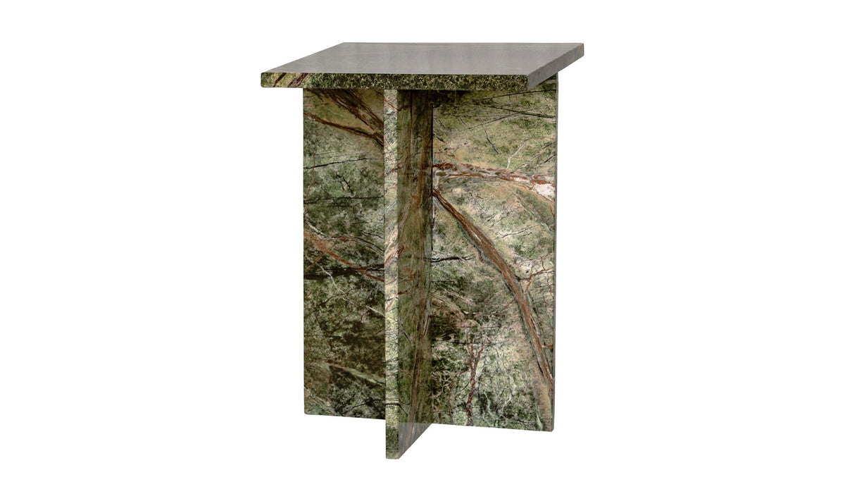 Burnley Accent Table in Rainforest Green Marble — rainforest green marble detail