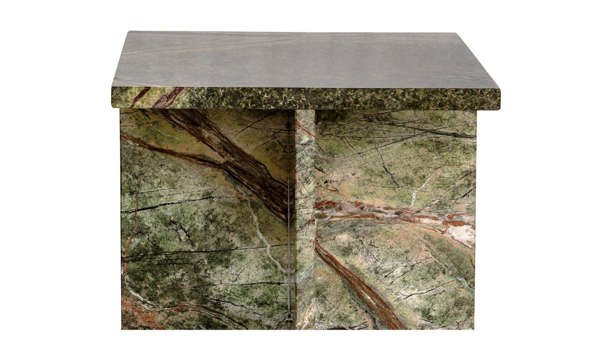 Burnley Accent Table in Rainforest Green Marble — rainforest green marble detail