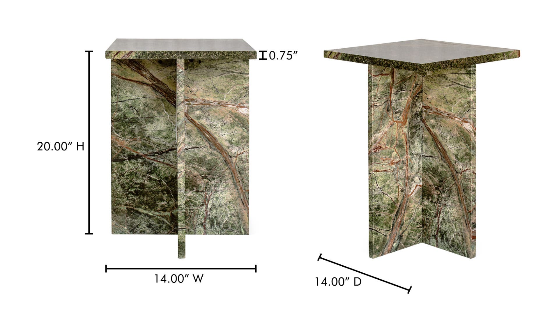 Rainforest Green Marble dimensions