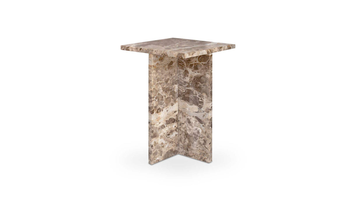 Burnley Accent Table in Panther Marble — three-quarter view