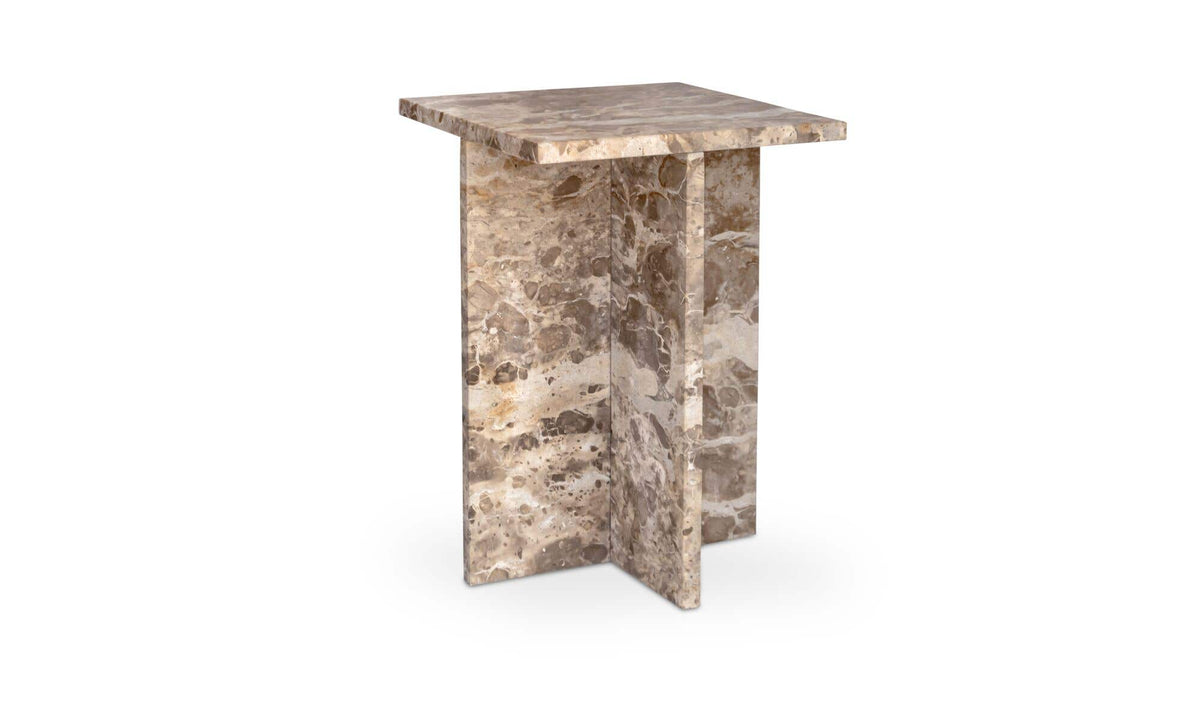 Burnley Accent Table in Panther Marble — three-quarter view