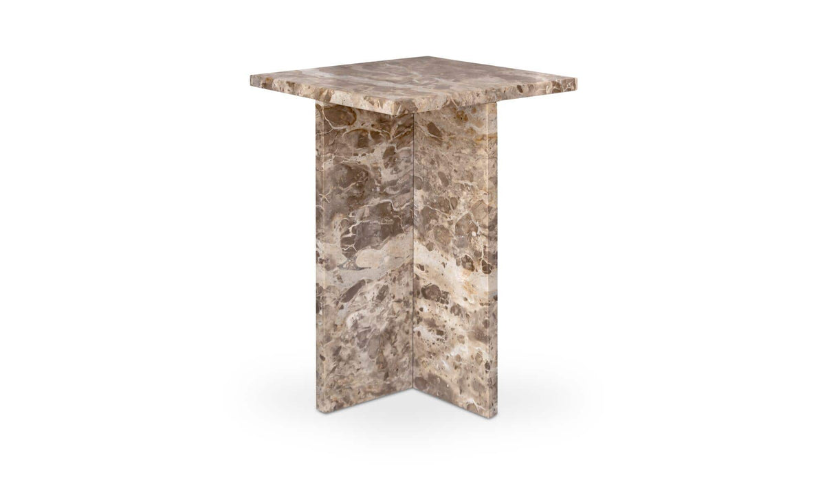 Burnley Accent Table in Panther Marble — side profile