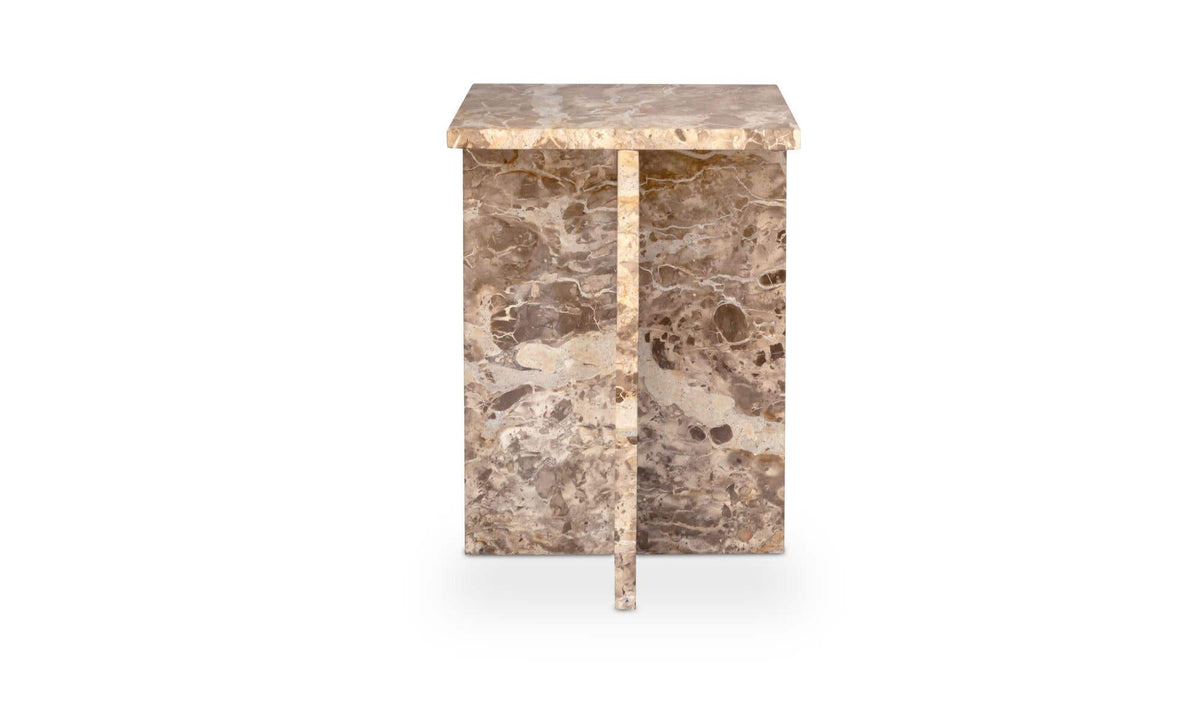 Burnley Accent Table in Panther Marble — panther marble, 14" × 14"