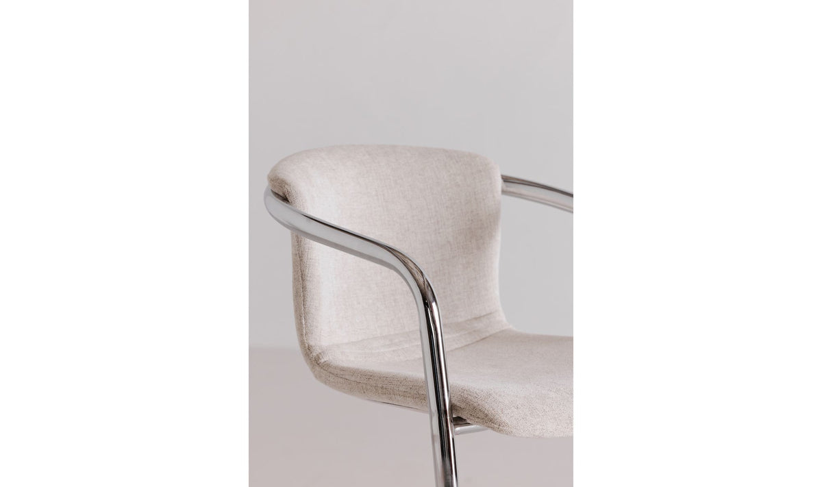 Fougeres Chrome Frame Counter Stool Set of Two in Blended Cream, styled in a living room, view 2