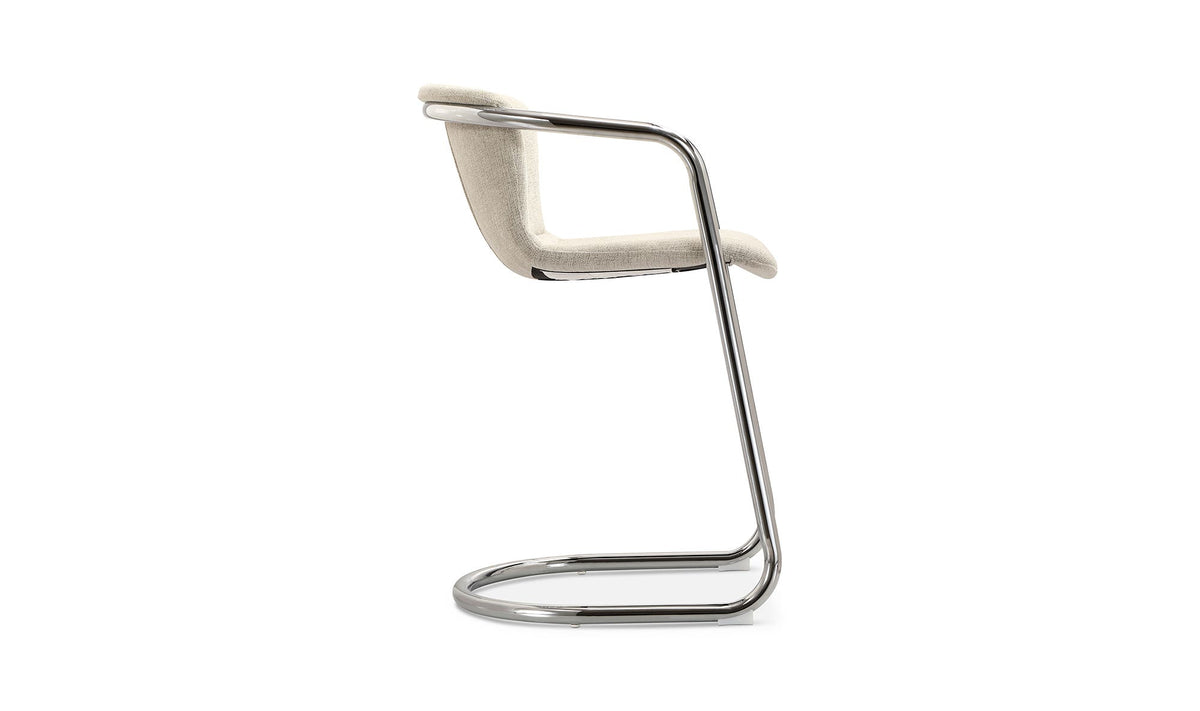 Fougeres Chrome Frame Counter Stool Set of Two in Blended Cream, polyester fibre detail, view 3